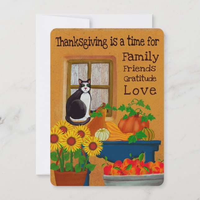 Southwest Thanksgiving with Cat Flat Holiday Card (Front)