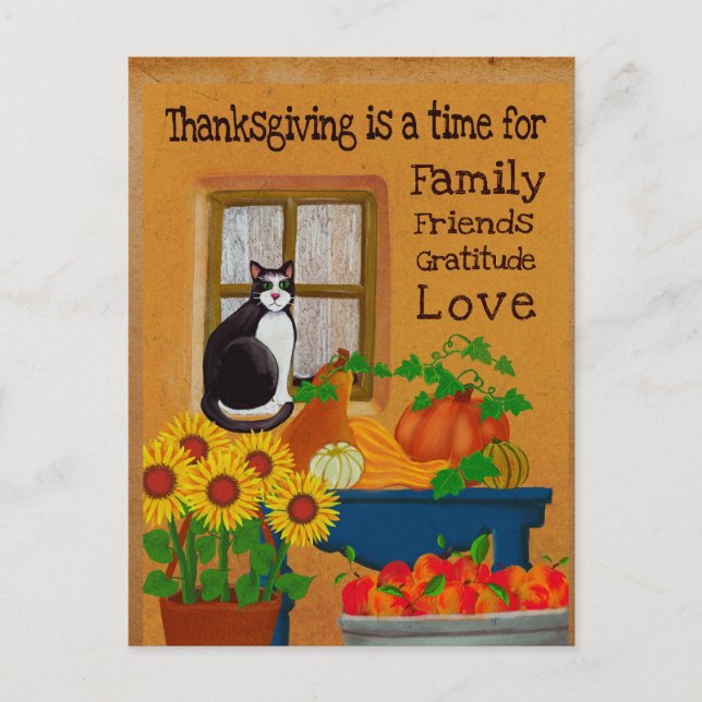 Southwest Thanksgiving with Cat  Postcard (Front)