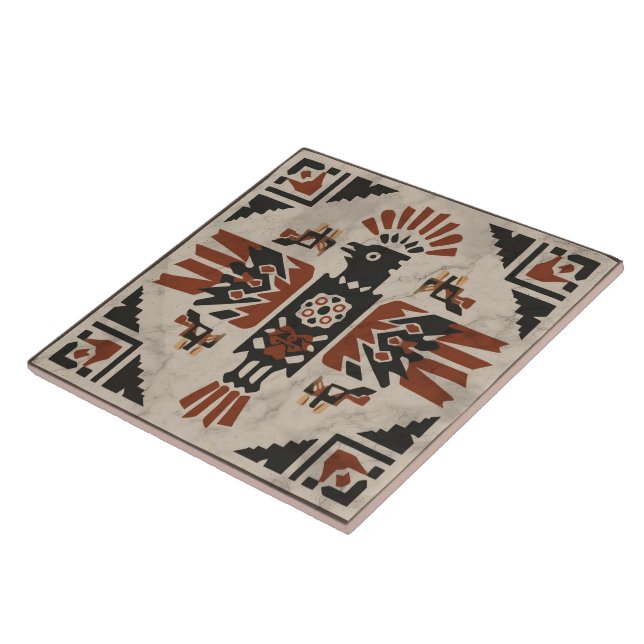 Southwest Tribal Eagle Geometric Ancestral Symbol Tile (Side)