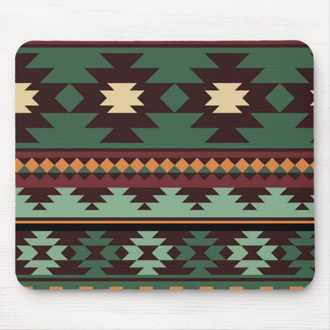 Southwest tribal green brown mouse pad (Front)