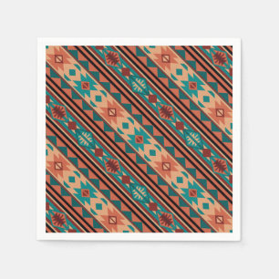 Southwest Tribal Pattern Turquoise Terracotta Napkin