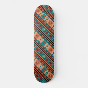 Southwest Tribal Pattern Turquoise Terracotta Skateboard