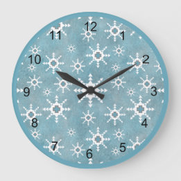 Southwest Turquoise Abstract Geometric Snowflake Large Clock