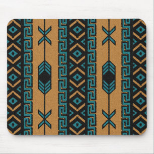 Southwest Turquoise Aztec Pattern Mouse Pad