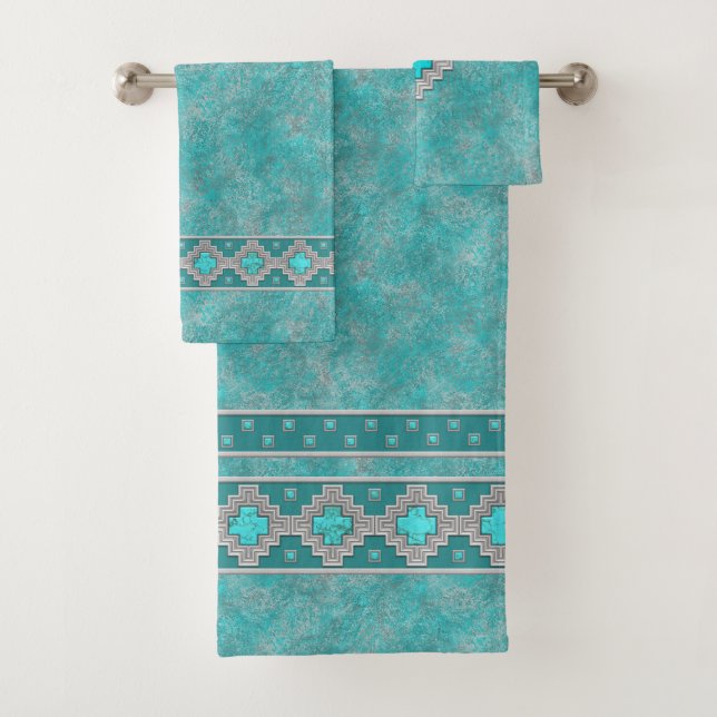 Southwest Turquoise Bath Towel Set (Insitu)
