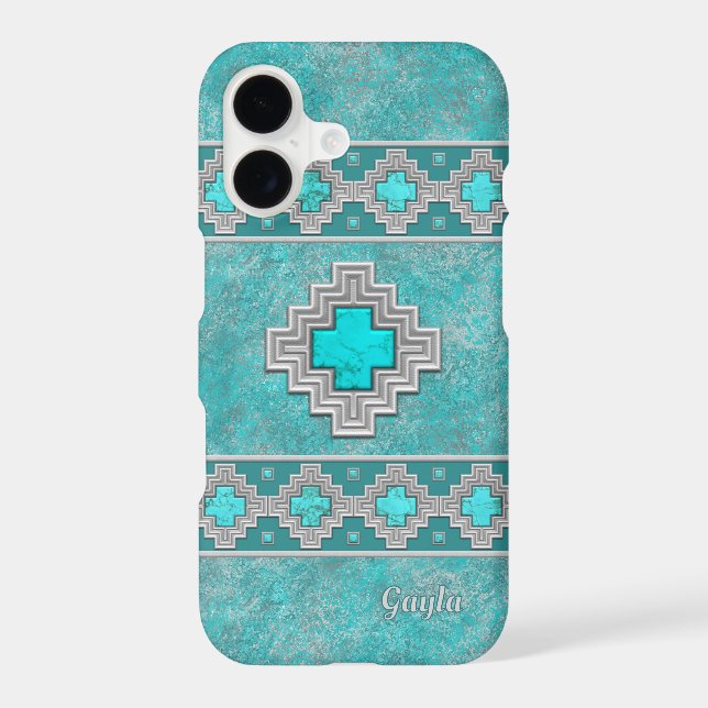 Southwest Turquoise Stone Geometric Personalised (Back)