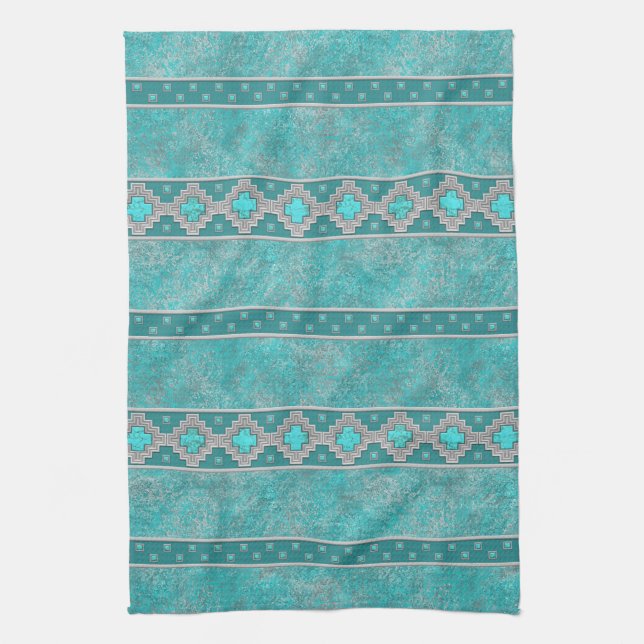 Southwest Turquoise Tea Towel (Vertical)