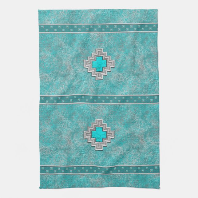 Southwest Turquoise Tea Towel (Vertical)