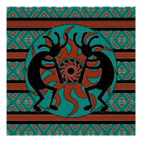 Southwest Turquoise Tribal Sun Kokopelli