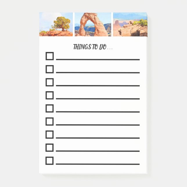Southwest Utah Scenics To Do List Post-it Notes (Front)