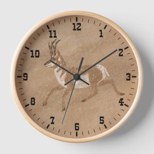 Southwest Walking Pronghorn Antelope Framed Clock