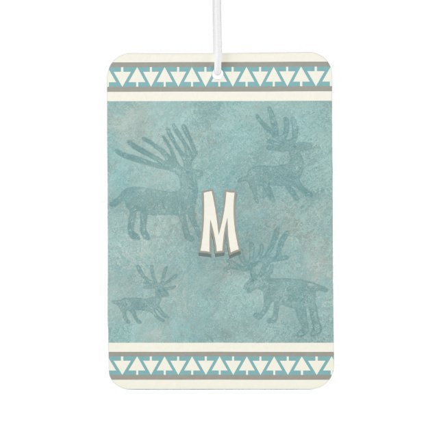 Southwest Winter Deer and Pine Trees Personalised Car Air Freshener (Front)