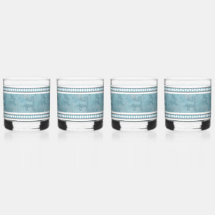 Southwest Winter Deer Blue and White Whiskey Glass