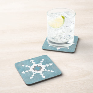 Southwest Winter Geometric Snowflake Design Coaster