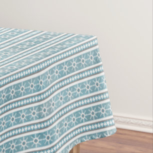 Southwest Winter Geometric Snowflake Pine Blue Med Tablecloth