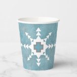 Southwest Winter Snowflakes Paper Cups<br><div class="desc">Inspired by the design elements distinctive to the artist's surroundings in the southwest, this original artwork features a blue and silver grey rock textured background with geometric snowflakes. Your purchase of my designs on Zazzle products helps support my livelihood as an artist! Artellus Artworks™ features original art and designs created...</div>
