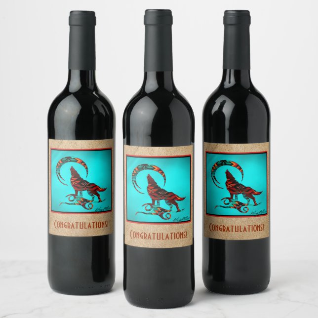 Southwest Wolf Wine Label (Bottles)