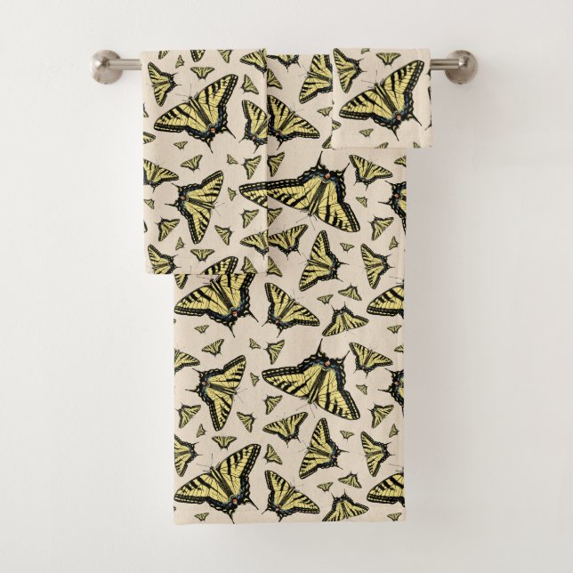 Southwest Yellow Swallowtail Butterflies All Over  Bath Towel Set (Insitu)