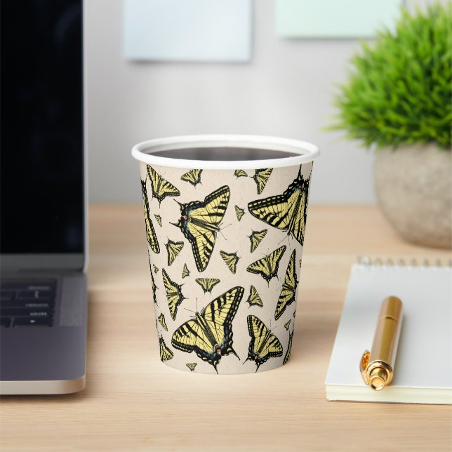 Southwest Yellow Swallowtail Butterflies All Over  Paper Cups (Insitu)