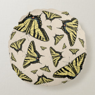 Southwest Yellow Swallowtail Butterflies All Over  Round Cushion