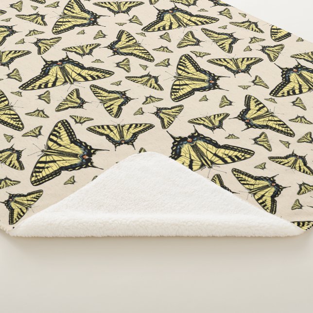 Southwest Yellow Swallowtail Butterflies All Over  Sherpa Blanket (3/4)