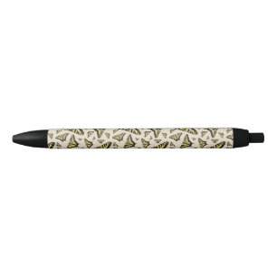 Southwest Yellow Swallowtail Butterflies Pattern Black Ink Pen