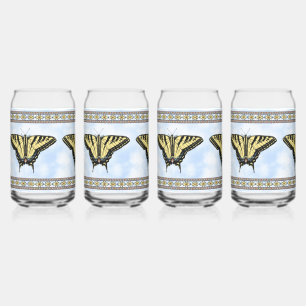 Southwest Yellow Swallowtail Butterflies Pattern Can Glass