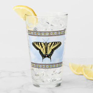 Southwest Yellow Swallowtail Butterfly Geometric Glass