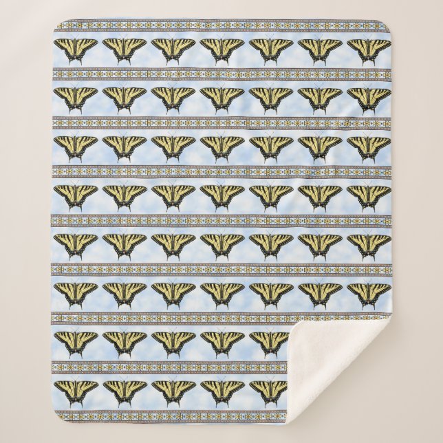 Southwest Yellow Swallowtail Butterfly Medium Sherpa Blanket (Front)