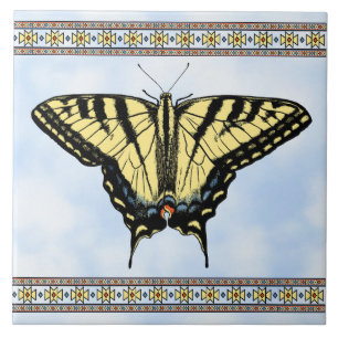 Southwest Yellow Swallowtail Geometric Butterfly  Tile