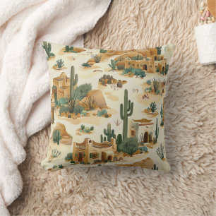 Southwestern Adobe Pattern Throw Pillow: Cushion