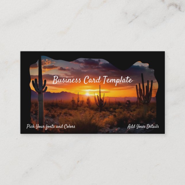 Southwestern Arizona Desert Sunset Business Card (Front)