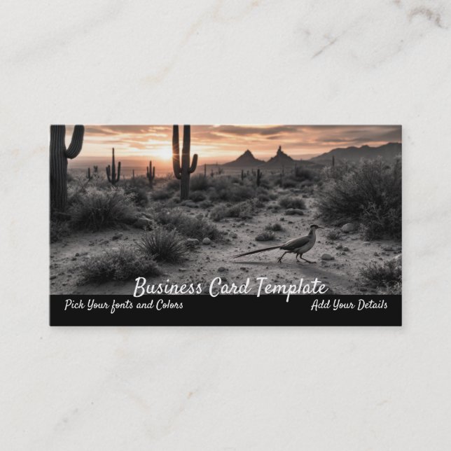 Southwestern Arizona Sunrise Roadrunner  Business Card (Front)