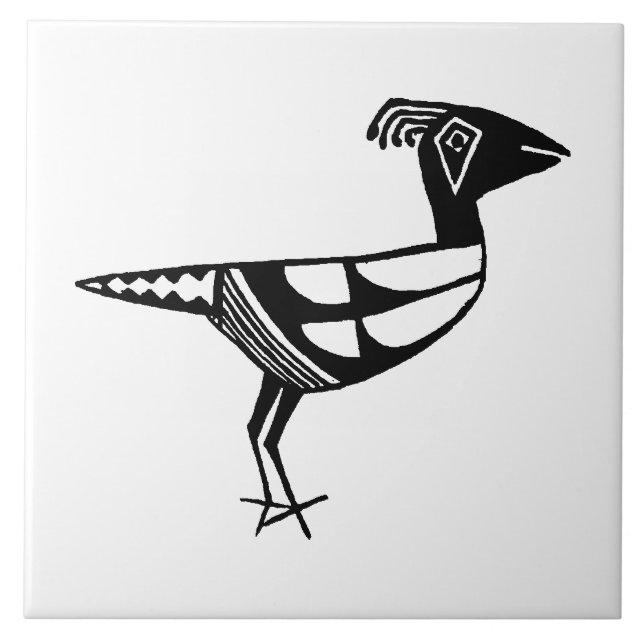Southwestern Art Ancient Mimbres Pottery Bird Tile (Front)