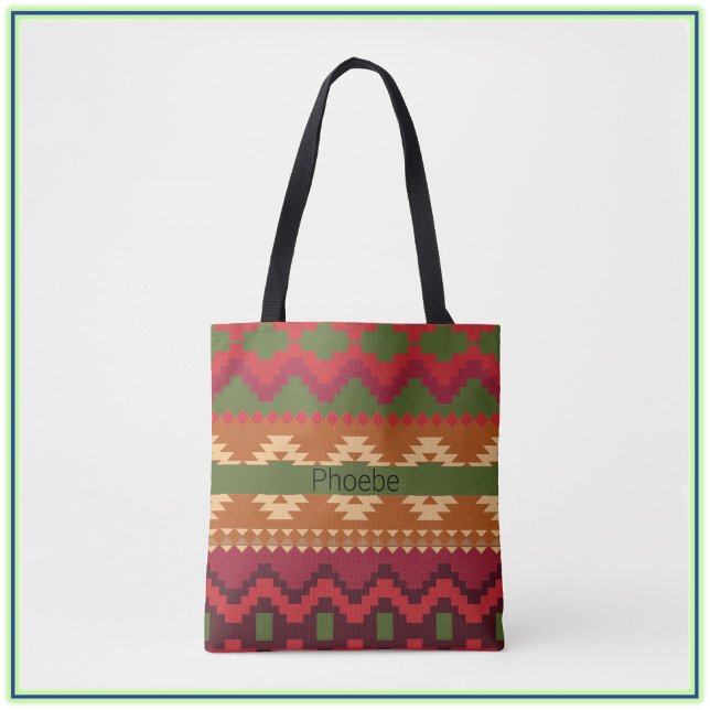 Southwestern Aztec Style Pink Green and Brown Tote Bag (Creator Uploaded)