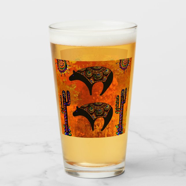 Southwestern Bear Art Glass (Back Filled)
