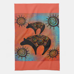 SOUTHWESTERN BEAR ART TEA TOWEL