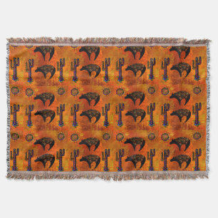 Southwestern Bear Art Throw Blanket