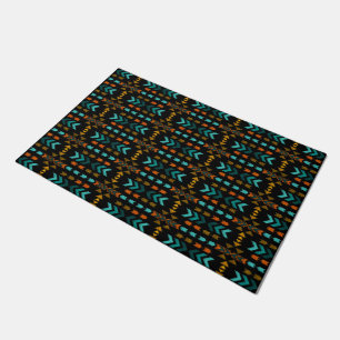 Southwestern, Black and Aqua, 18" x 24" Door Mat