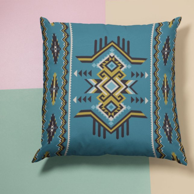Southwestern Blue And Yellow Cushion (Creator Uploaded)