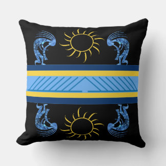 Southwestern Blue Kokopelli Throw Pillow