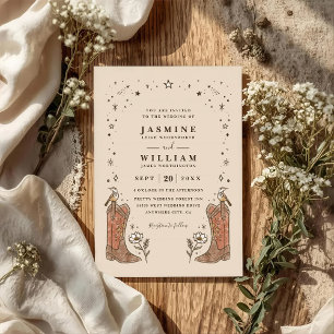 Southwestern Boho Countryside Chic QR Code Wedding Invitation