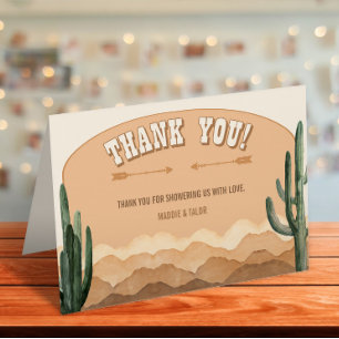 Southwestern Boho Desert Cactus Rustic Ranch Thank You Card