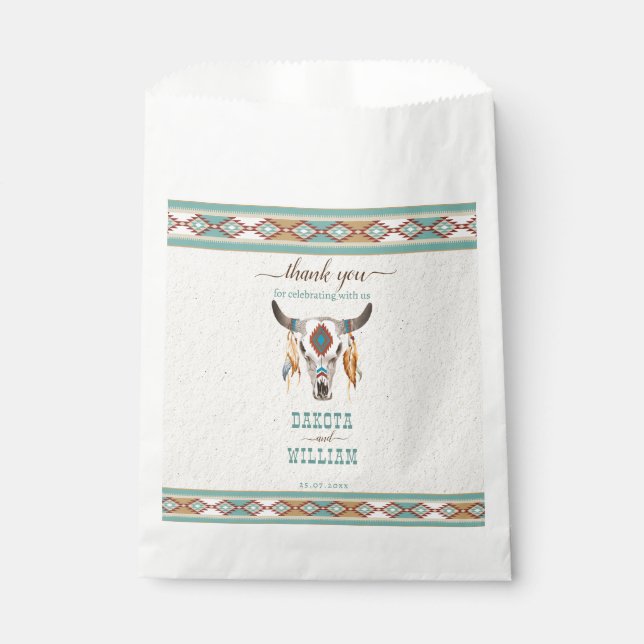 Southwestern boho tribal ranch wedding thank you favour bags (Front)