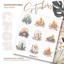Southwestern Boho Watercolor Candles Stickers