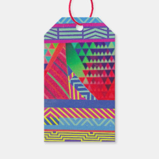 southwestern borders and triangles collage gift tags