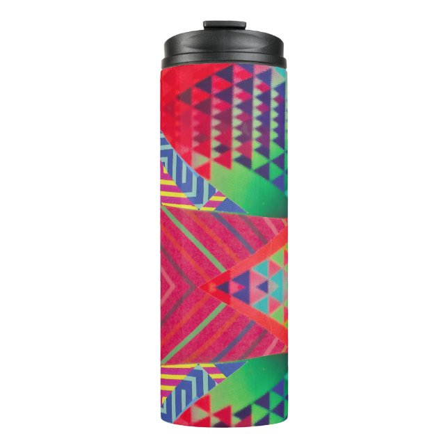 southwestern borders and triangles collage thermal tumbler (Front)