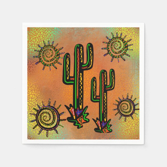 SOUTHWESTERN CACTUS  ART       NAPKIN (Front)