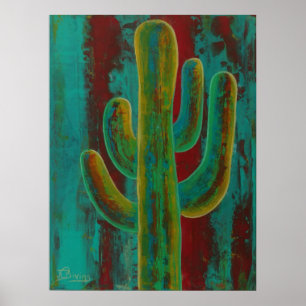 Southwestern cactus desert abstract wall art 