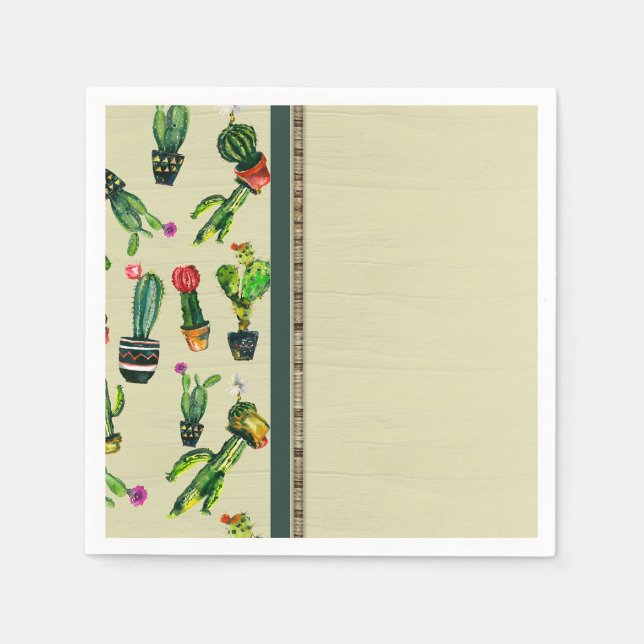 Southwestern Cactus Plant Natural Baby Shower Napkin (Front)